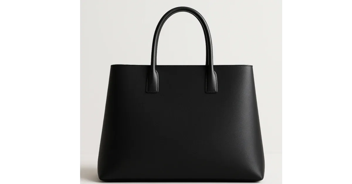 アクリスのアイバッグを彷彿とさせる、台形のフォルムのシンプルな高級レザートートバッグイメージ画