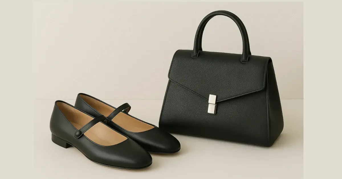 アライアのマリー・ジェーン・バレエフラットと代表的なレザーバッグのイメージ画